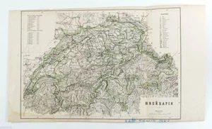 Mapa de Suiza Rusia Imperial Años 1910 Antiguo Mapa a Color Ruso - Imagen 1 de 4