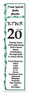 QSL Bookmark Trans World Radio Pacific KTWR 1987 Agana Guam Jesus Bible DX SWL - Imagen 1 de 1