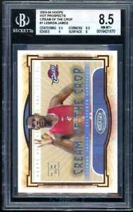 Lebron James Rookie Card 2003-04 Hoops Hot Prospects Cream Of Crop #1 BGS 8.5