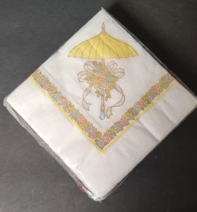 Tovaglioli vintage carta arte bevande ombrello giallo floreale 20 ct. nuovi sigillati USA - Foto 1 di 2