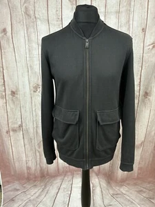 Ted Baker Mens Jacket Size 3 Medium PINOCIR Full Zip Knitted Jersey Black Grey - Picture 1 of 21