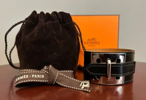 Hermès Black Box Leather Intense Bracelet w/ PHW, size S - Picture 1 of 9