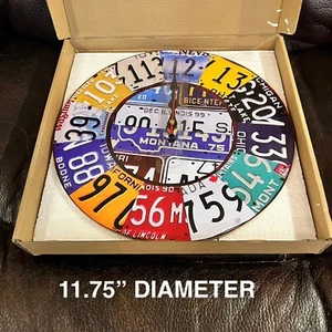 NEW CAR LICENSE PLATE WALL CLOCK 11.75inches WOODEN COLORFUL DESIGN - Picture 1 of 6