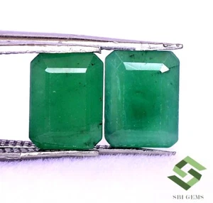 Par de gemas sueltas sin tratar de corte octágono esmeralda natural certificado 8x6 mm 3,55 quilates - Imagen 1 de 6
