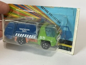 Vintage Playart Garbage Truck Die Cast Sanitation Dept. Blue Hong Kong 2.5” - Picture 1 of 6