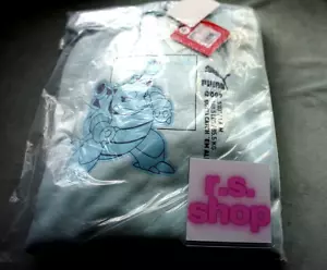 PUMA x Pokemon Blastoise Pullover Fleece Hoodie Light Aqua size L Adult - Picture 1 of 11