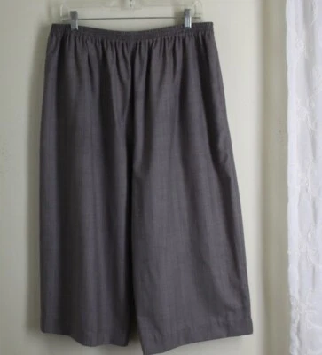 Calça cropped Eskandar tamanho 3 cinza com/ listras marrons vermelhas 18 polegadas tecido capris chique - Imagem 1 de 4