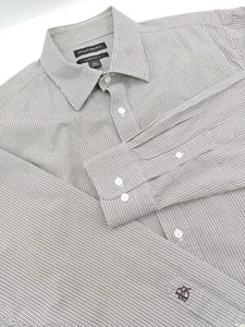 🇺🇲 Banana Republic Tailored Slim Fit Shirt Large 16.5x33 Brown Stripe - Picture 1 of 7