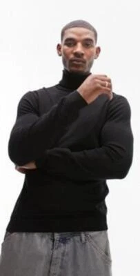 TOPMAN Top Man Mens Polo Neck Jumper Large Roll Base Layer Golf Sweater Turtle Pullover