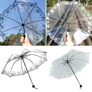 Manual Open & Close Windproof/Sun Transparent Umbrella Compact Folding E1O7 - Picture 1 of 14