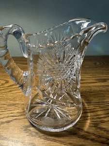 Brocca in vetro taglio floreale brillante americana vintage ~ 1 QT. - Foto 1 di 5