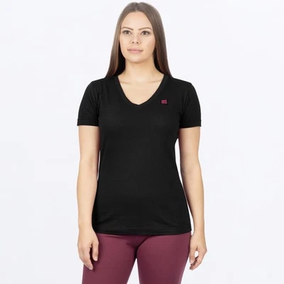 Camiseta para mujer FXR Racing negra/Razz Ride-X premium cuello en V 241417-1028-16 Foto 1 de 4