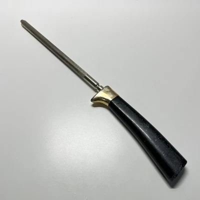 老式刀磨刀杆磨刀 7 英寸不锈钢黑色金属? 手柄 — 第 1/4 张图片