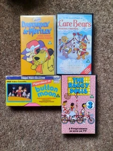 Kids Vintage VHS Video Bundle X 4 Button Moon Raggy Dolls Care Bears Dast Muttle - Picture 1 of 3