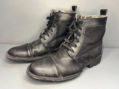 Lounge by Mark Nason U Rock Boots Lace Up Men Sz 8 Black Leather Gothic - Image 1 of 4