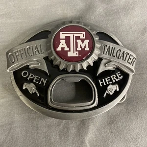 TEXAS A&M  TAILGATER BELT BUCKLE WITH BOTTLE OPENER SISKIYOU PEWTER - Picture 1 of 4