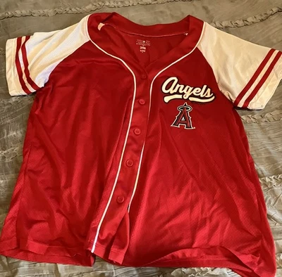 LOS ANGELES Anaheim ANGELS Baseball Jersey Style Women's XL Red Shirt MLB - Image 1 of 3