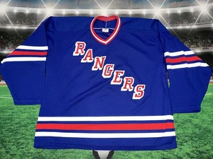 Maglia New York Rangers vintage anni 90 adulto CCM hockey ricamata taglia XL usata - Foto 1 di 11