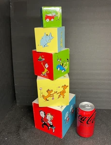 Libro de 5 bloques de construcción de anidación de juguete de madera para niños Dr Seuss de colección de los años 60 - Imagen 1 de 13