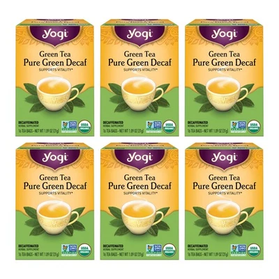 Yogi Tea Té Verde Té Descafeinado Verde Puro - 16 Bolsas de Té por Paquete (6 Paquetes) - O... Foto 1 de 4