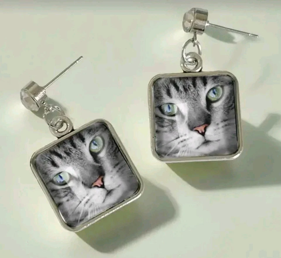 Pendientes Gato Tabby Joyería de Moda NUEVO Envío Gratis 1 Pulgada Foto 1 de 1