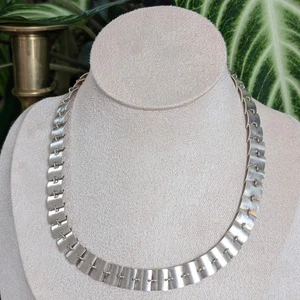 Vintage Sterling Silver Collar Choker Necklace Fringe Modernist - Picture 1 of 9