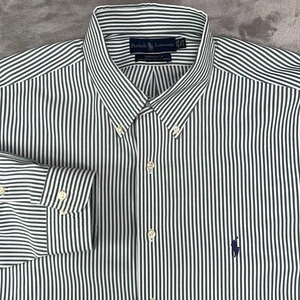 Camisa de vestir Ralph Lauren Yartmouth con botones para hombre XL 17,5 32/33 verde a rayas - Imagen 1 de 18