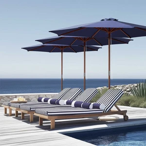 Yescom 9 Ft Wooden Patio Umbrella Sun Shade UV30+ Crank Outdoor Garden Market - Picture 1 of 9