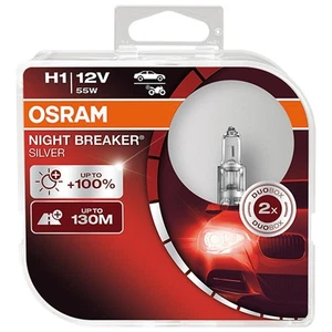 2x OSRAM NIGHT BREAKER SILVER H1 Glühlampen Fernlicht 12V 55W P14.5s - Bild 1 von 10