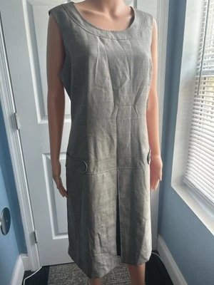 Calvin Klein Womens Gray Plaid Sleeveless Round Neck Mini Dress Size 12 - Image 1 of 4