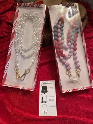 Lote de 2 accesorios con cuentas bandolera/correa para teléfono celular-un nuevo día mantener la celda cerrada Foto 1 de 4