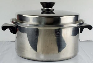 AMWAY Queen 18/8 Edelstahl 5,5 Quart Suppentopf mit Deckel 3-lagig USA - GUTER ZUSTAND - Bild 1 von 15