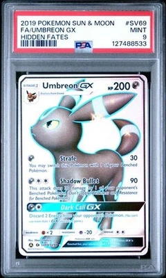 2019 POKEMON SUN & MOON HIDDEN FATES SV69 UMBREON GX SV69/SV94 PSA 9 - Image 1 of 2