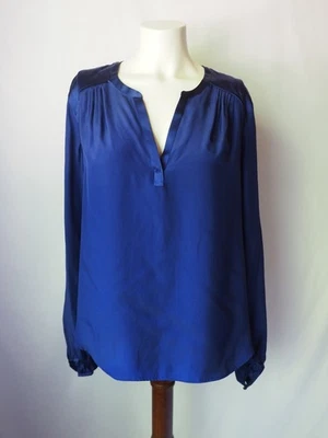 Blusa Club Monaco Sylvie Top Chemise Elixir/Azul 100% Seda Azul Talla M $139 Foto 1 de 4