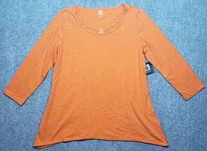 Anne Klein Sport Shirt Womens Large Orange Autumn Maple Fashion Knits Top New - Picture 1 of 11