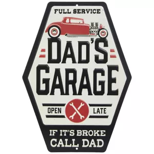 Dad's Garage Metal Embossed Sign. Great Gift For A DAD - Picture 1 of 3