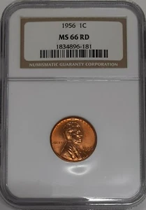 1956 Lincoln Wheat Cent 1c NGC MS-66 RD   - Picture 1 of 2