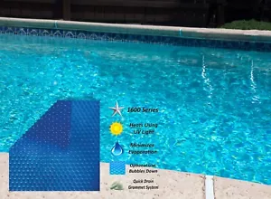 1600 Series Blue Swimming Pool Solar Blanket Cover w/ Grommet Kit - Choose Size - Picture 1 of 7