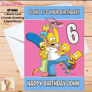 Personalised Simpsons Card Birthday Funny Marge Bart Homer Unofficial Maggie DOH - Picture 1 of 1