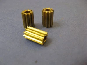 3X Brass 10 tooth pinion gear 3mm I.D.hole 10mm long 6.33mm O.D. 10T gears 48p - Picture 1 of 2