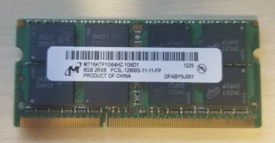 Micron 8Gb 2rx8 pc3l-12800s SO-DIMM Memory RAM mt16ktf1g64hz-1g6d1 - Image 1 of 2
