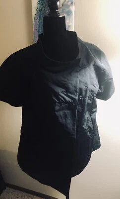 Chaqueta Simply Vera Wang Cortavientos Negra Ligera Manga 3/4 Grande a Presión Foto 1 de 4