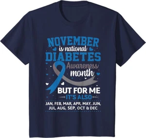 November Is Diabetes Awareness Month Ribbon Youth Unisex T-shirt - Picture 1 of 6