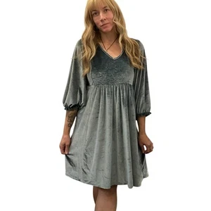 Blue Velvet Baby Doll Style Dress size Large - Picture 1 of 4