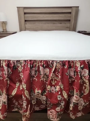 Ralph Lauren Danielle Marsella Rojo Floral REINA Cama Falda Polvo Volantes Flores Foto 1 de 4