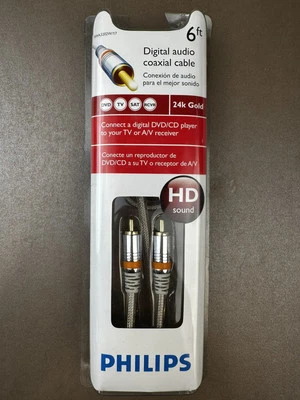 Cable coaxial de audio digital Philips serie 24k Gold conector de 6 pies  Foto 1 de 2