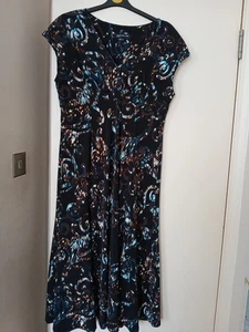 jones new york dress summer vneck short sleeve, long,size 14 - Picture 1 of 9