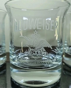 Budweiser Set Of 3 Beer Glass / Tumblers 8 oz Etched Logo With Eagle - Picture 1 of 11