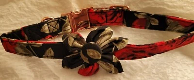 花卉狗项圈中型大型狗带皮带  — 第 1/4 张图片