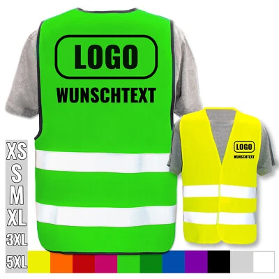 PIXIPRINTS Warnweste mit & ohne Aufdruck * S - 5XL * Bedruckt mit Name Text Bild Logo Firma